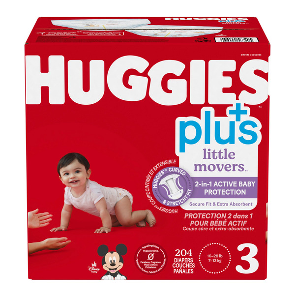 Huggies Little Movers Plus Diapers, Size 3
