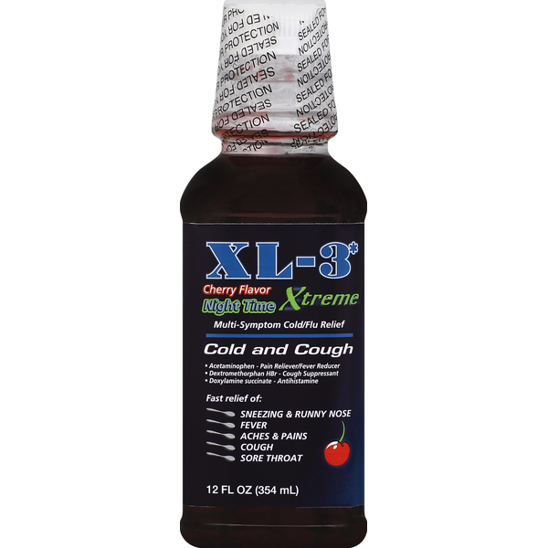 Xl-3 Cold and Cough, Xtreme, Night Time, Cherry Flavor Same-Day