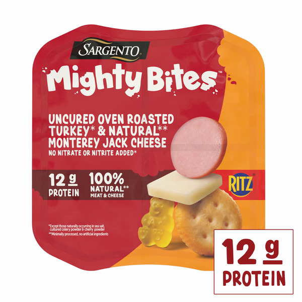 Sargento Mighty Bites™ Oven Roasted Turkey, Natural Monterey Jack Cheese, RITZ® Mini Crackers, & Mixed Fruit Gummy Bears Snack Kit, 2.8 oz