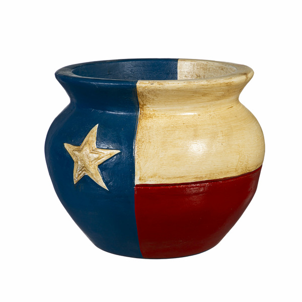 Style Selections 15.0-in W x 15.0-in L x 12-in H Red/White/Blue Clay Urn Indoor Planter