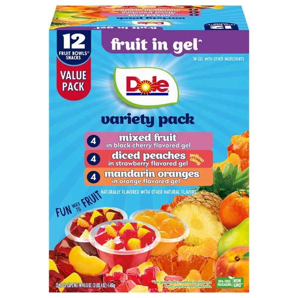 Dole Fruit in Gel Fruit Bowls Snacks Value Pack/Variety Pack Same