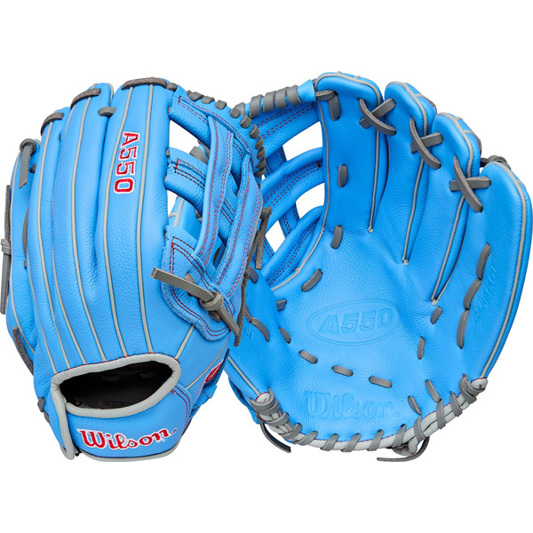 Wilson Youth A550 Series Right Hand Throw Gloves - Blue & Grey