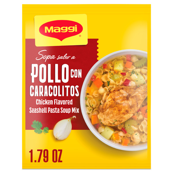 Maggi Sopa Sabor A Pollo Con Caracolitos Chicken Flavored Seashell Pasta Soup Mix