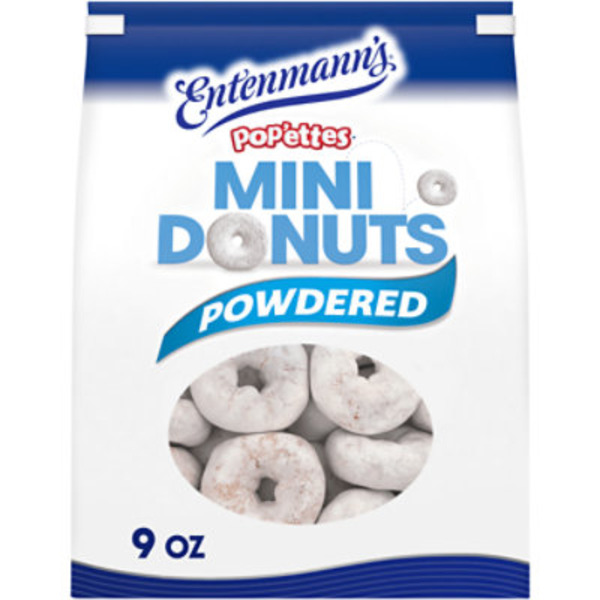 Entenmann's Pop'ettes, Sugar Powdered, Mini Donuts, Donut Bites, 9 oz