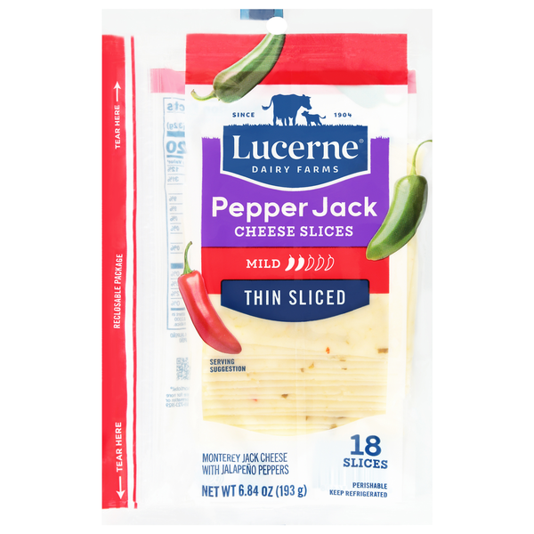 Lucerne Thin Sliced Mild Pepper Jack Cheese Slices