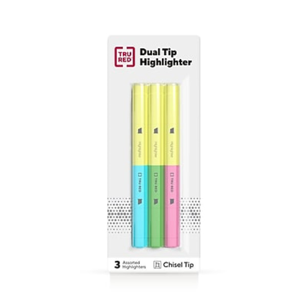 TRU RED TR57834 Assorted Colors Chisel Tip Twin Tip Highlighters