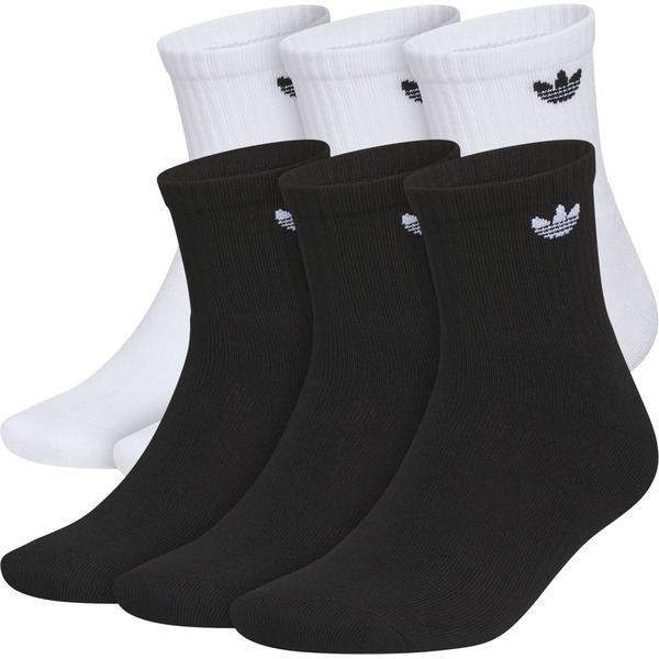adidas Unisex Trefoil 2.0 Quarter Socks, L - White & Black