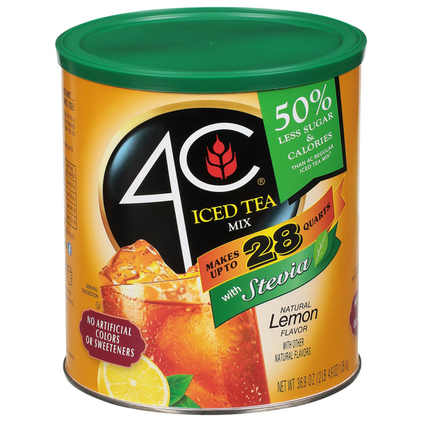 c tea cティー4個 4C Foods Ice Tea Mix, 50% Less Sugar, Natural Lemon Flavor Same