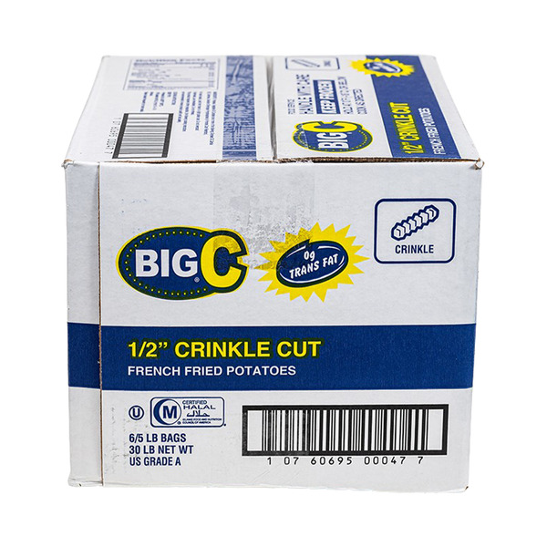 Frozen Big C - 1/2" Crinkle Cut French Fries - 6/5 lbs