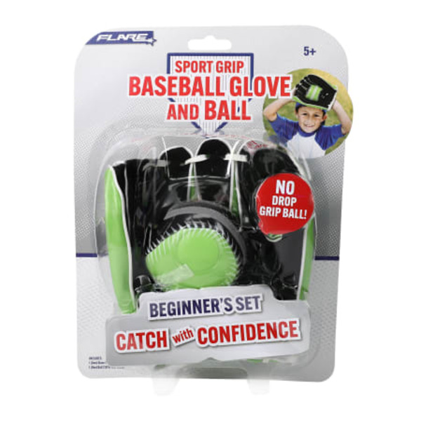 Flare Sport Grip Velcro Baseball Glove & Ball Beginner's Set