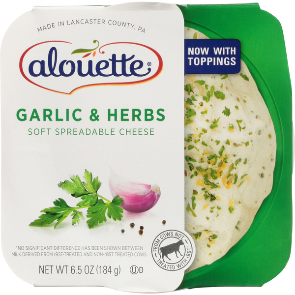Alouette Spreadable Cheese, Soft, Garlic & Herbs