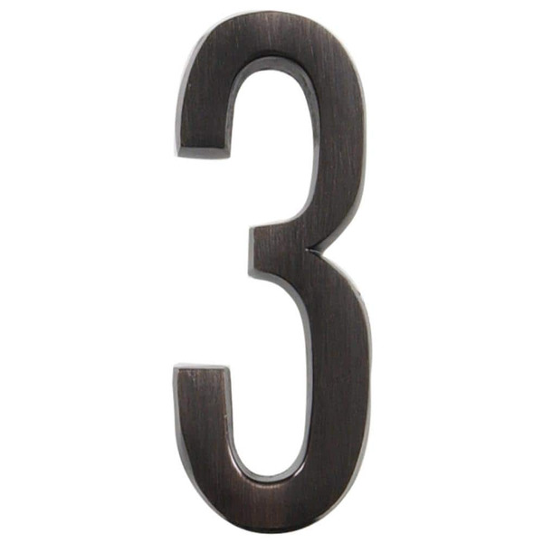 Everbilt 4 In. Aged Bronze Flush Mount Self-adhesive House Number 3