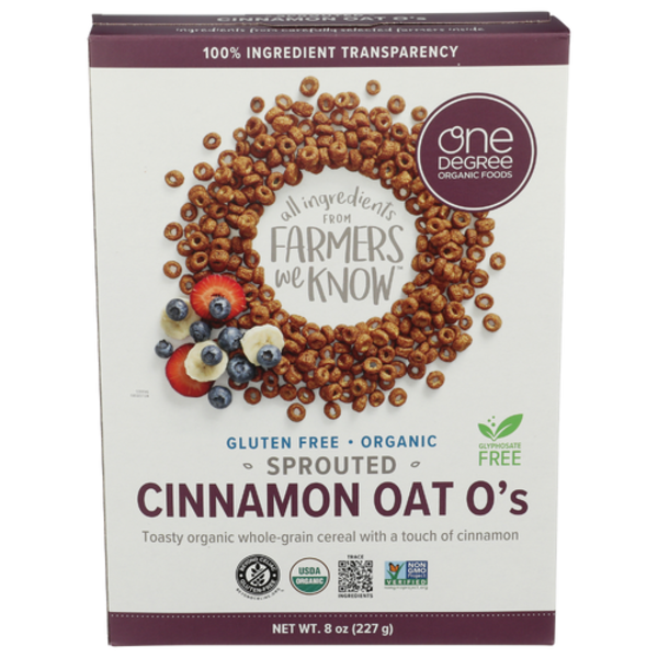 One Degree Organic Cinnamon Oat O's Sprouted Cereal