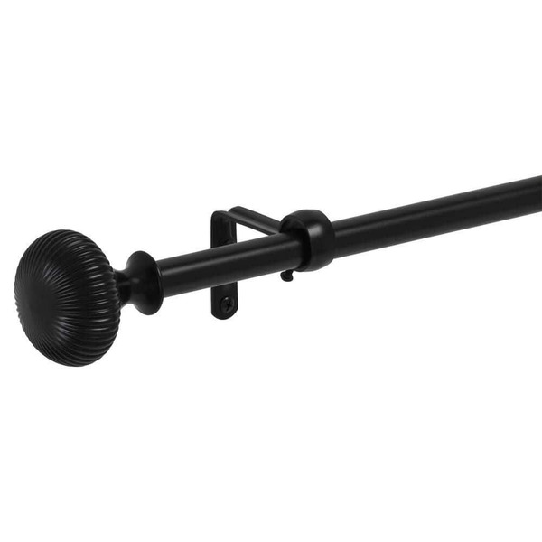 Stylewell 66 In.-120 In. Adjustable 3/4 In. Curtain Rod Kit In Matte Black With Bud Finial