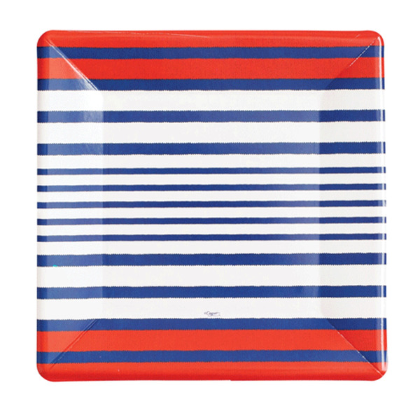 Caspari Square Blue Plates Grosgrain Square Paper Dinner Plates In