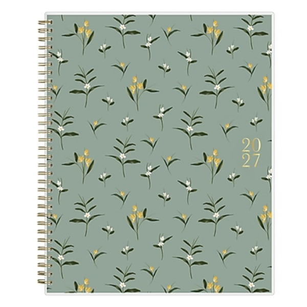 Blue Sky 2027 Bespoke Letterpress Lake Flowers 8.5 x 11 Weekly & Monthly Standard Planner, Plastic Cover