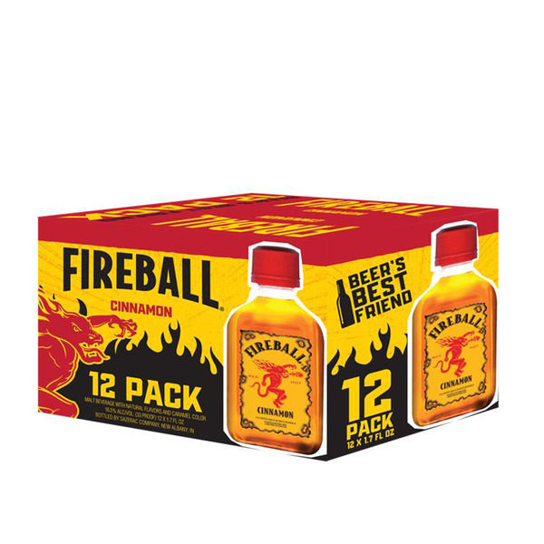 Fireball Cinnamon Malt Beverage, 12-Pack 50ml, 33 Proof (16.5% ABV