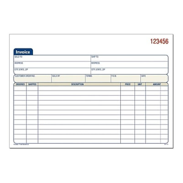 Adams 3 Part Carbonless Invoice Forms