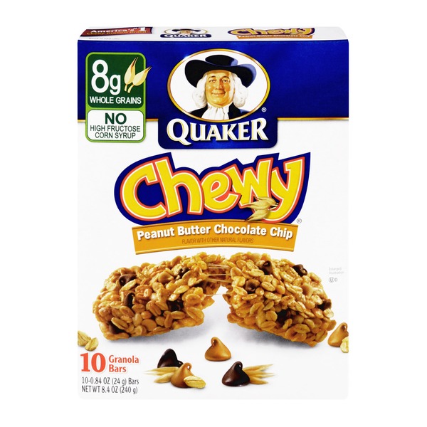 Quaker Chewy Peanut Butter Chocolate Chip Granola Bars 8084 Oz Bars