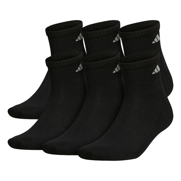adidas Big & Tall adidas 6-pack Athletic Cushioned Quarter Socks, Men's, Size: 12-15, Black