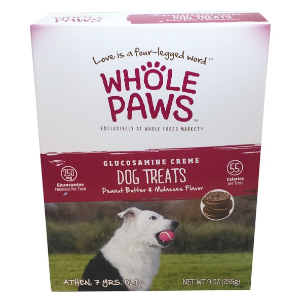 Whole Paws Peanut Butter & Molasses Glucosamine Creme Dog Treats (9 oz