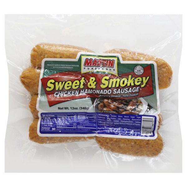 Martin Purefoods Sausage, Chicken Hamonado, Sweet & Smokey