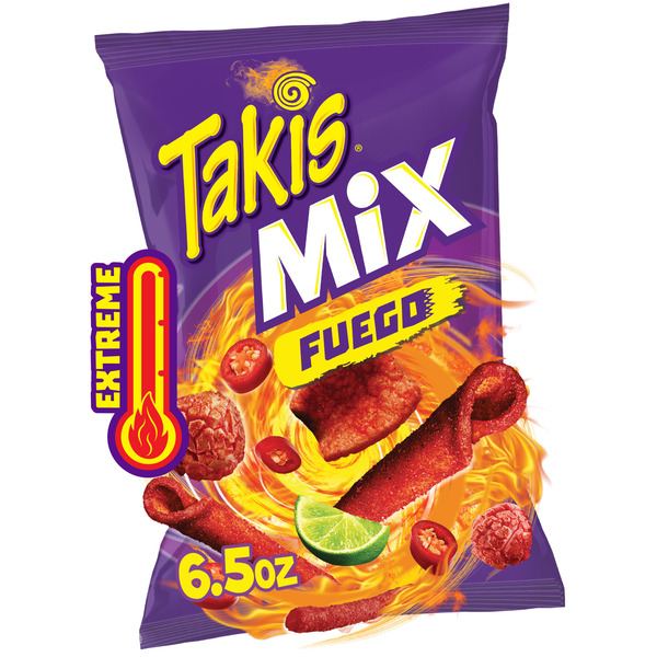 Takis Fuego Mix 6.5 oz Sharing Size Bag, Hot Chili Pepper & Lime Flavored Extreme Spicy Snack Mix