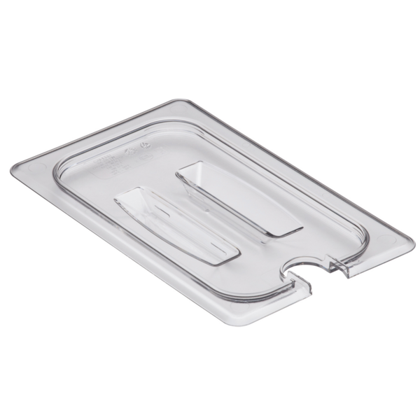 Camwear Food Pan Lid, Fourth Size, Notched with Clear Handle