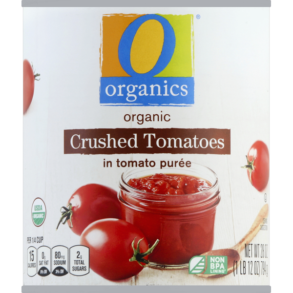 O Olive Oil & Vinegar Crushed Tomatoes, in Tomato Puree, Organic
