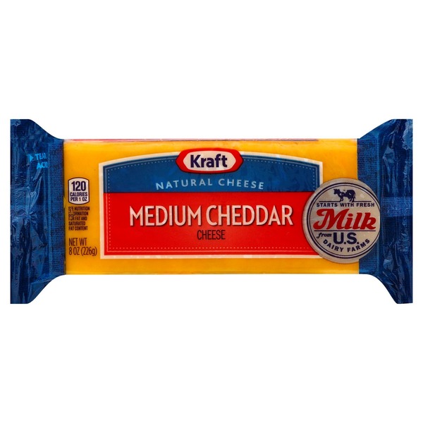 Kraft Medium Cheddar Natural Cheese Block oz Vacuum Packed Same-Day ...