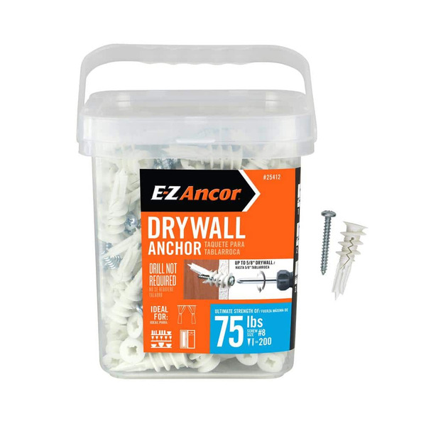 E-z Ancor Twist-n-lock 75 Lbs. Drywall Anchors (200-pack)