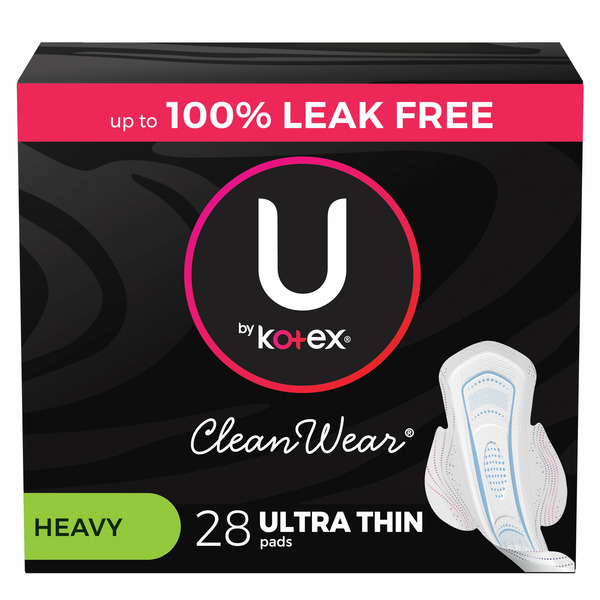 U by Kotex CleanWear Ultra Thin Pads with Wings, Heavy Absorbency