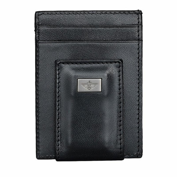 Dockers Men's Dockers RFID-Blocking Leather Front Pocket Wallet with Magnetic Money Clip, Black