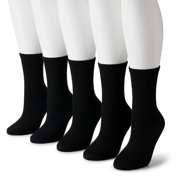 Sonoma Goods For Life Women's Sonoma Goods For Life® 5 Pack Plain Knit Crew Socks, Size: 9-11, Black