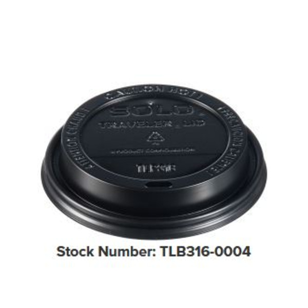 Dart - Black Traveler Cappuccino-Style Dome Lid - 10-24oz/100 ct