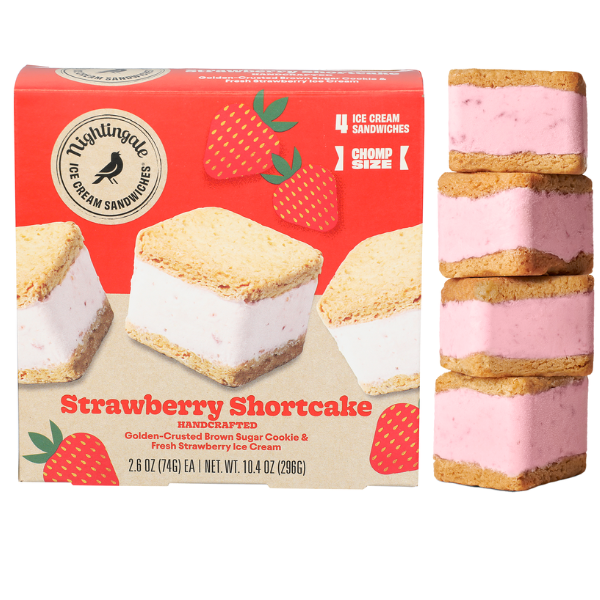 Kroger Nightingale Ice Cream Strawberry Shortcake, Chomp Size, Ice ...