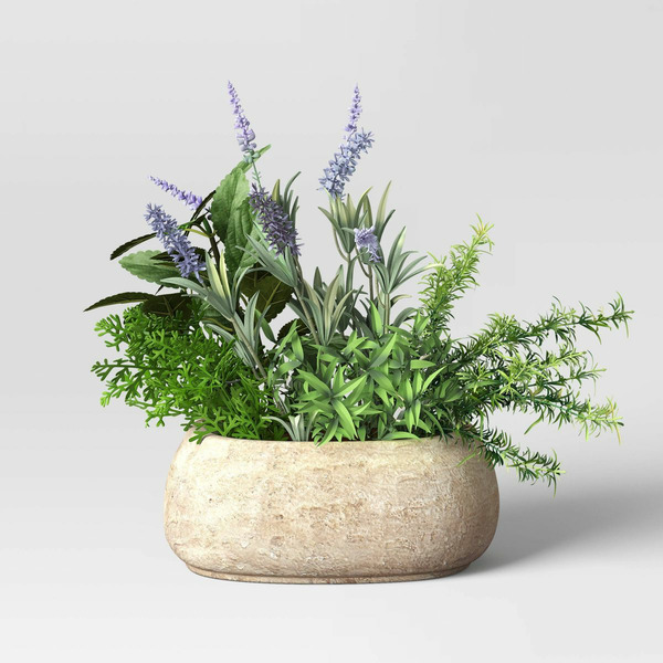 Threshold x Studio McGee Artificial Herb Dish Garden in Pot - Green & Purple