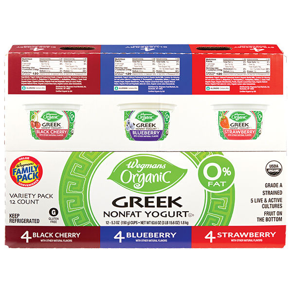 Wegmans Wegmans Organic 0% Greek Nonfat Yogurt Variety Pack, 12 Count ...