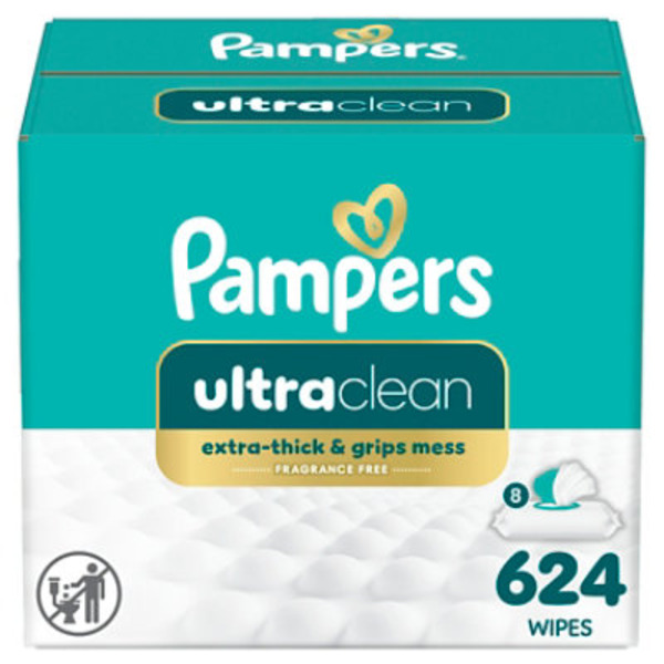 Pampers Free & Gentle 100% Plant-Based Baby Wipes, 8 pack