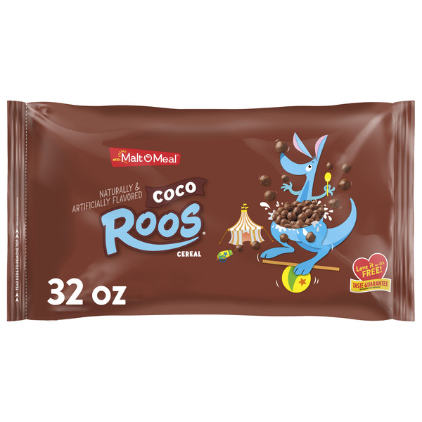 Malt-O-Meal Coco Roos Breakfast Cereal, Crunchy Chocolate Puff Cereal, Large Cereal Bag