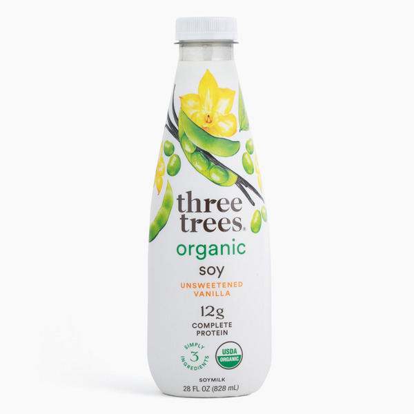 Three Trees Vanilla Soy Milk, 42g Protein per Bottle, Unsweetened