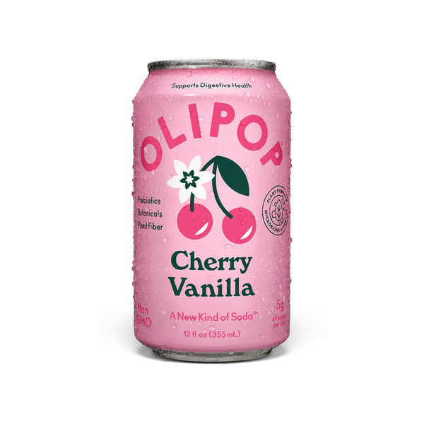 OLIPOP Prebiotic Soda, Cherry Vanilla