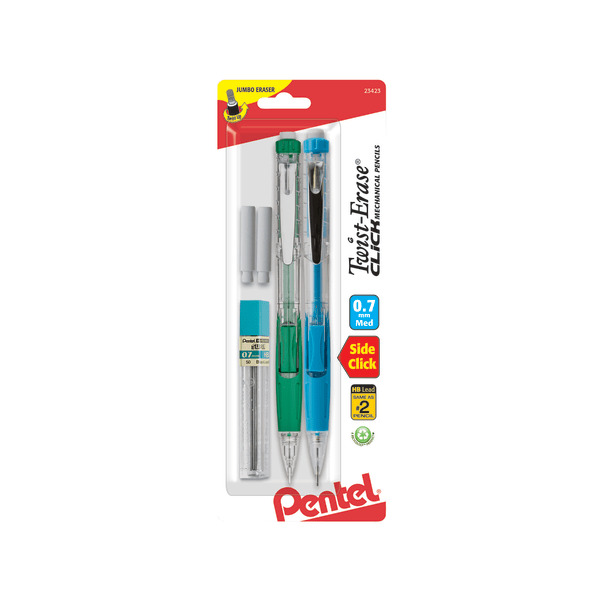 Pentel No. 2 Assorted Lead Twist-Erase CLiCK Mechanical Pencils