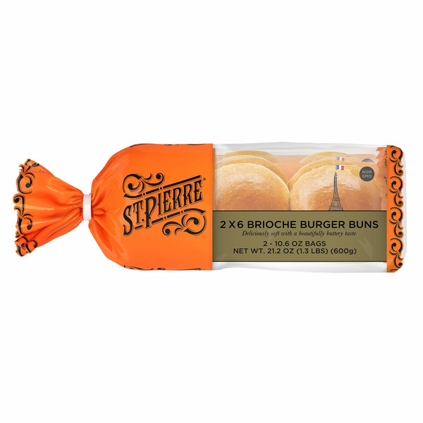 St. Pierre Brioche Burger Buns, 10.6 oz, 2-count