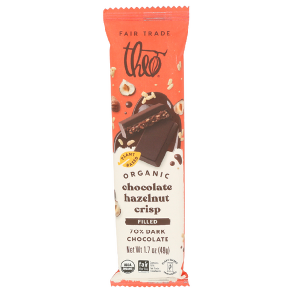 Theo Chocolate Dark Chocolate, Organic, Filled, Chocolate Hazelnut