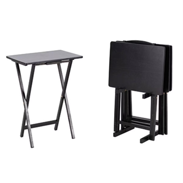 Peakform 5 Piece Wood TV Tray Set - Black