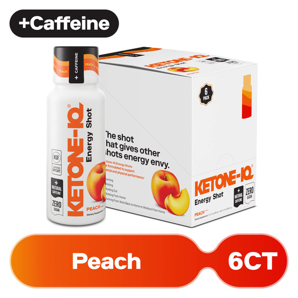 Ketone-Iq Peach High Performance Energy Shot 6 Pack Same-Day