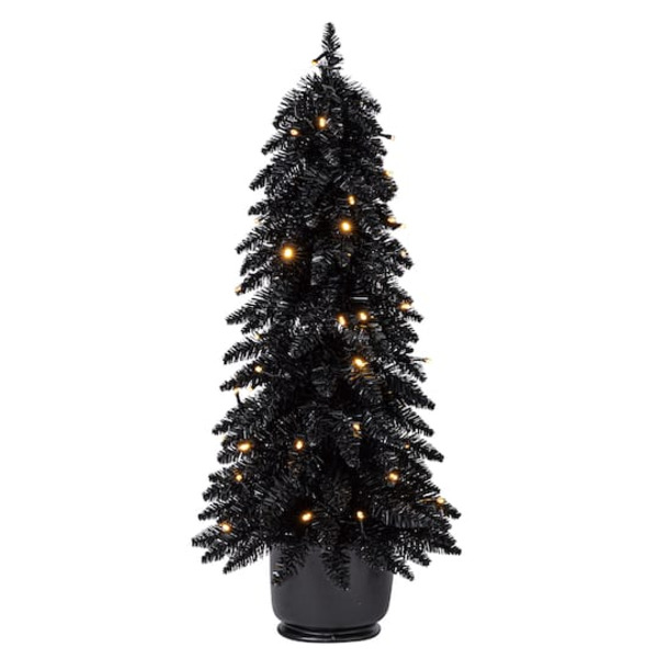 Ashland Pre-Lit Black Potted Tinsel Tree With Color-Changing LED Lights