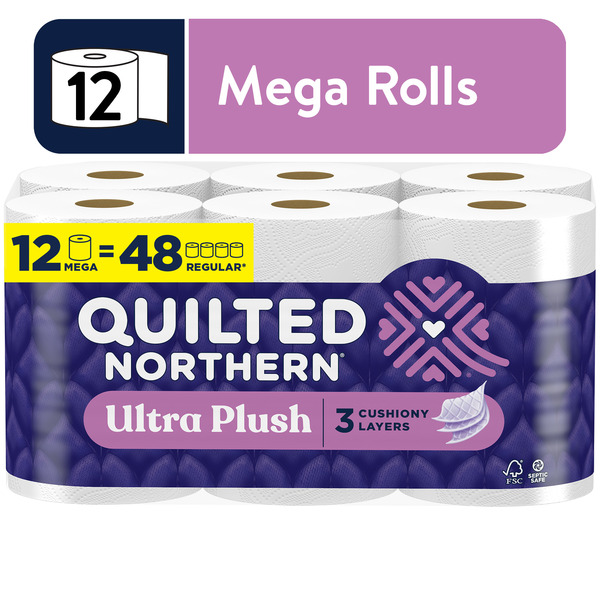 QUILTED NORTHERN ULTRA PLUSH TOILET PAPER, 12 MEGA ROLLS