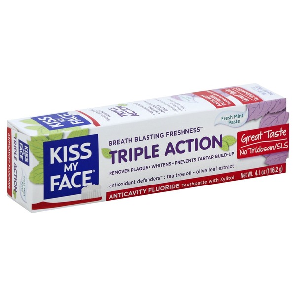 Kiss My Face Toothpaste, Anticavity Fluoride, Triple Action, Fresh Mint